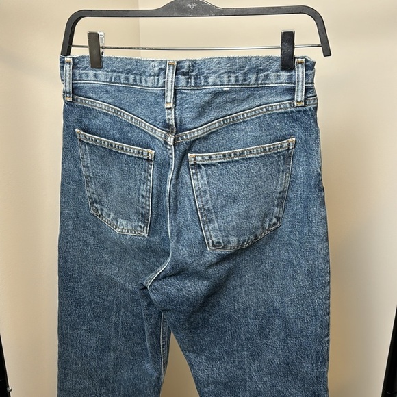 AGOLDE Fran Medium Wash Straight Leg Cuffed Hem Button Up Jeans Size 24 - Picture 6 of 10